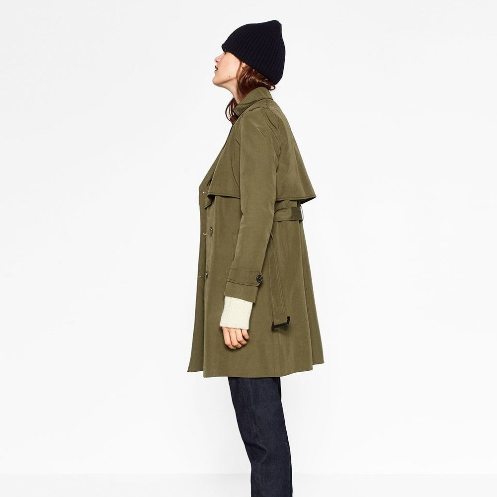 Sold - Zara DOUBLE-BREASTED BUTTONED TRENCH COAT - Picture 2 of 8